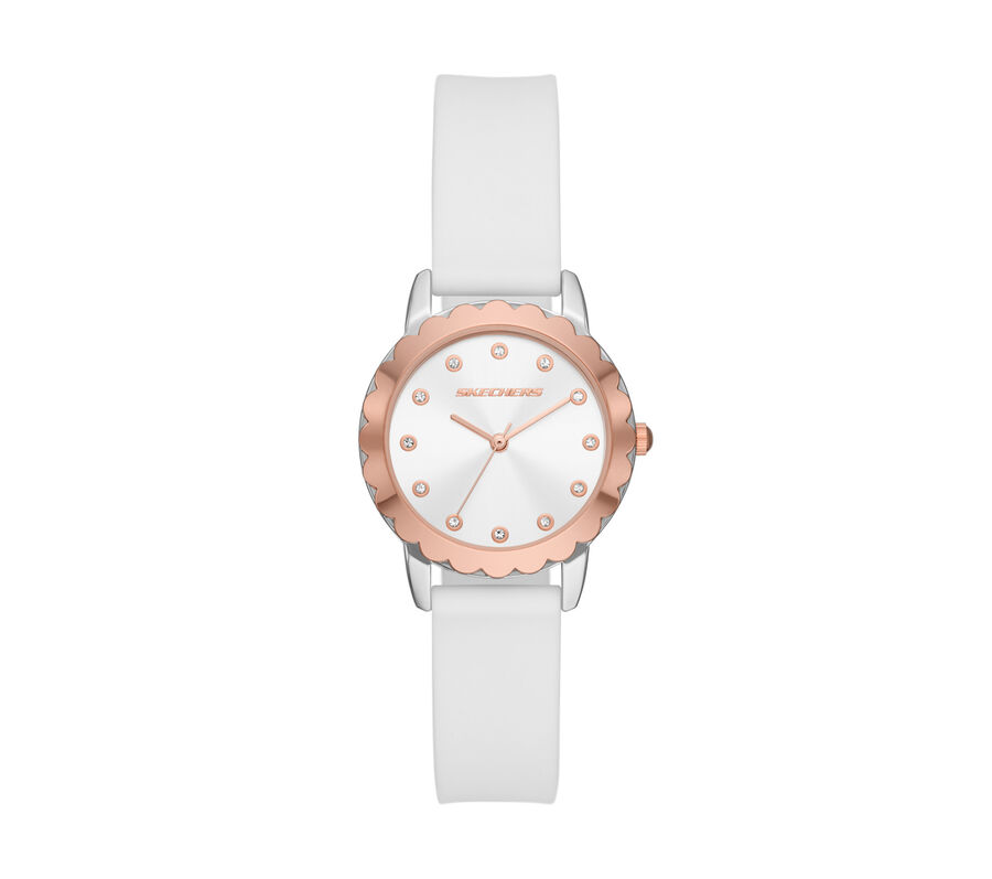 Scalloped Bezel White Watch, WHITE, largeimage number 0